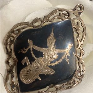 Vintage 1940’s SIAM AMFARCO Niello Pendant